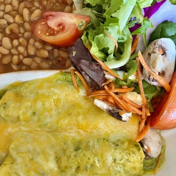 Wahoo's Fish Tacos - Two enchilada entree with spicy cajun white beans and a salad. - Mexican Near Me - Aliso Viejo, California