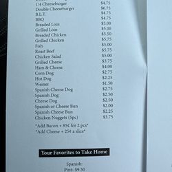 Charbetts - Menu
