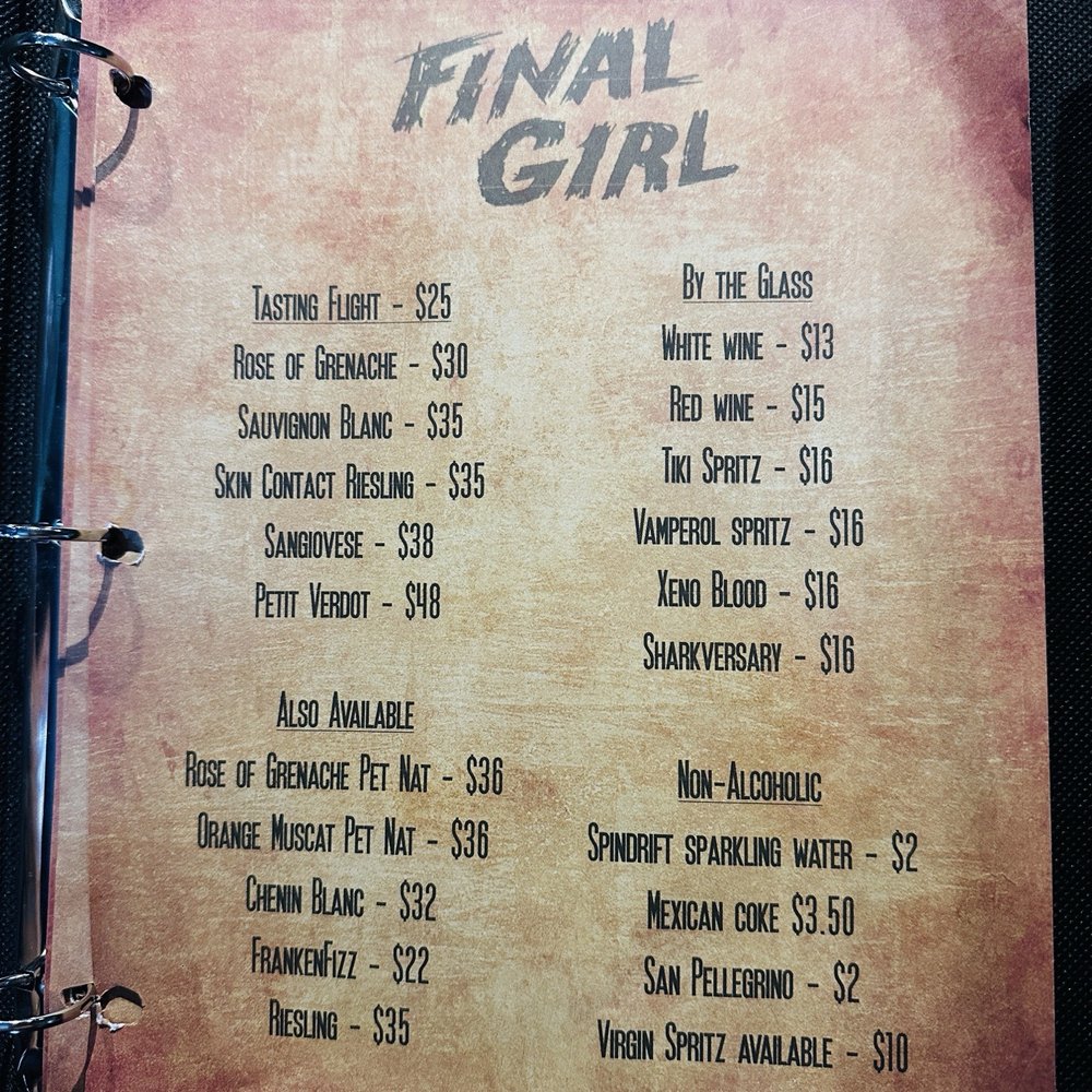 Final Girl Wines - Wine Menu - Wine Tasting Room Near Me - Solvang, California Final Girl Wines - Wine Menu - Wine Tasting Room Near Me - Solvang, California
