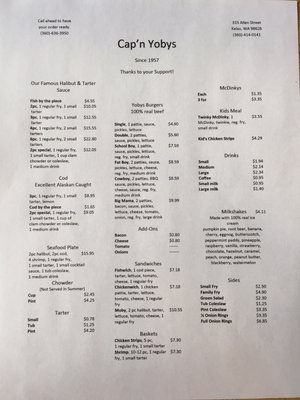 Menu photo 4 Cap'n Yoby's Drive-Ins Kelso, WA Menu photo 4 Cap'n Yoby's Drive-Ins Kelso, WA