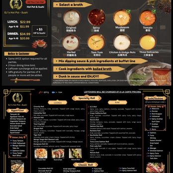EJ's Hot Pot & Sushi - The fill menu - Sushi Bars Near Me - Austin, Texas EJ's Hot Pot & Sushi - The fill menu - Sushi Bars Near Me - Austin, Texas