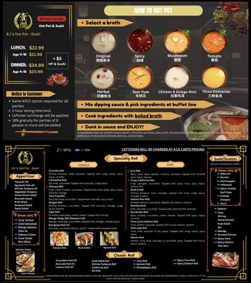 Menu photo 1 EJ's Hot Pot & Sushi Austin, TX Menu photo 1 EJ's Hot Pot & Sushi Austin, TX
