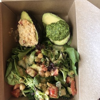 Yucca Valley Outpost - Stuffed avocado with side of salad - Vegan Near Me - Yucca Valley, California Yucca Valley Outpost - Stuffed avocado with side of salad - Vegan Near Me - Yucca Valley, California