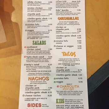 Willy's Mexicana Grill - Willys Basic Menu - Fast Food Near Me - Decatur, Georgia Willy's Mexicana Grill - Willys Basic Menu - Fast Food Near Me - Decatur, Georgia
