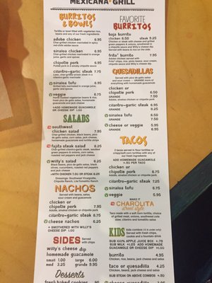 Menu photo 2 Willy's Mexicana Grill Decatur, GA Menu photo 2 Willy's Mexicana Grill Decatur, GA