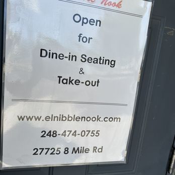 El Nibble Nook - a sign on a door - Mexican Near Me - Livonia, Michigan El Nibble Nook - a sign on a door - Mexican Near Me - Livonia, Michigan