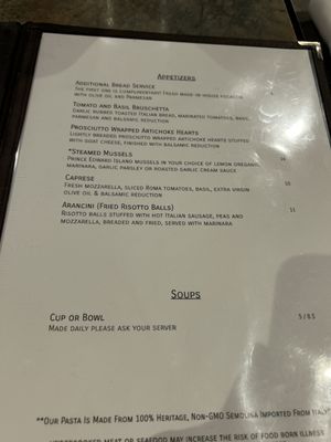 Menu photo 1 Mondo's Italian Restaurant Charleston, SC Menu photo 1 Mondo's Italian Restaurant Charleston, SC