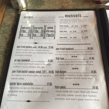 The Malpeque Oyster Barn - Main menu options - Seafood Near Me - Malpeque, Prince Edward Island