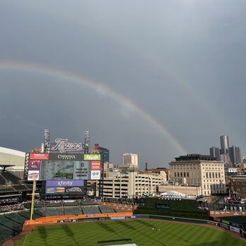 Comerica Park - Seen some great shots of this rainbow high above the Detroit River, coming down to Belle Isle, but this will do - Stadiums & Arenas Near Me - Detroit, Michigan Comerica Park - Seen some great shots of this rainbow high above the Detroit River, coming down to Belle Isle, but this will do - Stadiums & Arenas Near Me - Detroit, Michigan