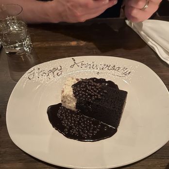 Ox - Chocolate Espresso Zucchini Cake w/rum mascarpone mousse, fudge sauce, and croquants ($13) - Argentine Near Me - Portland, Oregon Ox - Chocolate Espresso Zucchini Cake w/rum mascarpone mousse, fudge sauce, and croquants ($13) - Argentine Near Me - Portland, Oregon