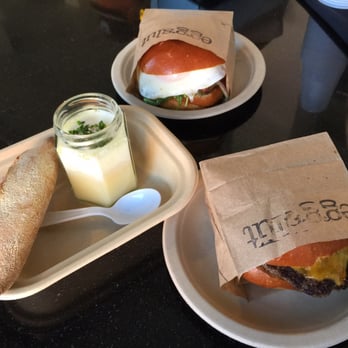 Eggslut - My whole order. Slut is the jar. Fairfax is front. Gaucho in the back. (IG: jaymaytran) - Breakfast & Brunch Near Me - Los Angeles, California