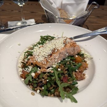 Green Valley Grill - Warm Grilled Salmon and Warm Farro Salad - Modern European Near Me - Greensboro, North Carolina Green Valley Grill - Warm Grilled Salmon and Warm Farro Salad - Modern European Near Me - Greensboro, North Carolina