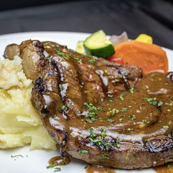 Fortune Casino La Center - Ribeye Steak with mashed potatoes and demi glace.