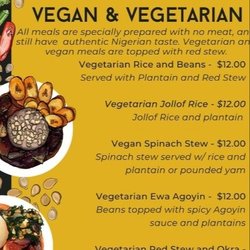 Vegan & Vegetarian menu (on-line find)