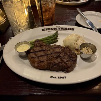 Stockyards Restaurant - Steak with mashed potato and asparagus - Steakhouses Near Me - Phoenix, Arizona