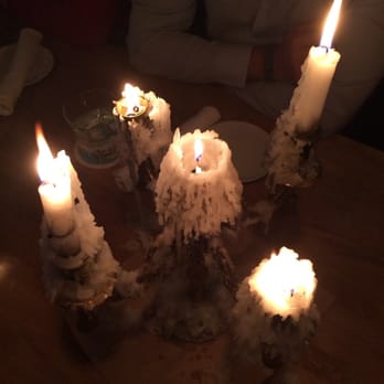 Coppa Osteria - Burning pillar candles at the chefs table. Nice lighting and ambiance! - Italian Near Me - Houston, Texas