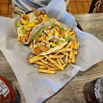 Shrimp Basket - a basket of fish tacos and french fries - Seafood Near Me - Gulfport, Mississippi