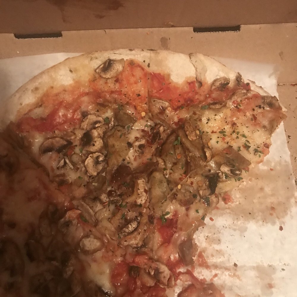 Sergio's Pizza & Restaurant - Mushroom and Eggplant pizza. Crust is not cooked thoroughly. - Italian Near Me - Hamden, Connecticut Sergio's Pizza & Restaurant - Mushroom and Eggplant pizza. Crust is not cooked thoroughly. - Italian Near Me - Hamden, Connecticut