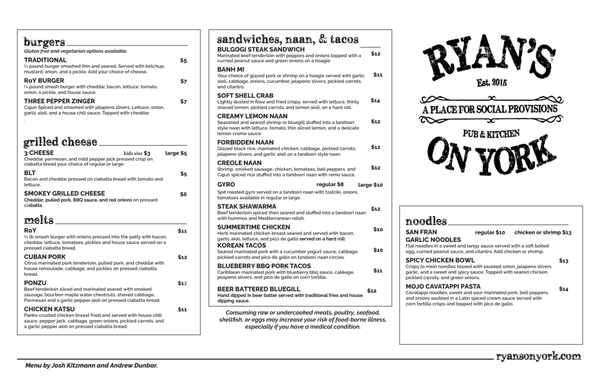 Menu photo 4 Ryan's on York Manitowoc, WI