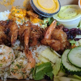 Coco Shrimp - Coconut (with sweet chili dipping sauce) Butter Garlic, Spicy w/rice & Side salad - cukes, dried cranberries, iceberg w/both dressings - Seafood Near Me - Fort Worth, Texas Coco Shrimp - Coconut (with sweet chili dipping sauce) Butter Garlic, Spicy w/rice & Side salad - cukes, dried cranberries, iceberg w/both dressings - Seafood Near Me - Fort Worth, Texas