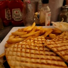 Plaka panini. Limp fries. Plaka panini. Limp fries.