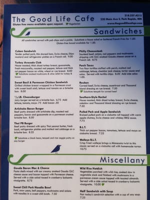 Menu photo 8 The Good Life Cafe Park Rapids, MN Menu photo 8 The Good Life Cafe Park Rapids, MN