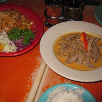 Talay Thai - Chicken Pad Thai on the left, beef Panang curry on the right. - Thai Near Me - Washington, DC, District of Columbia Talay Thai - Chicken Pad Thai on the left, beef Panang curry on the right. - Thai Near Me - Washington, DC, District of Columbia