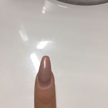 Queen Bee Nails Spa - My super crooked index finger. I know my nail bed is crooked, but that's why I get acrylics-- to fix them. - Nail Salons Near Me - Davis, California