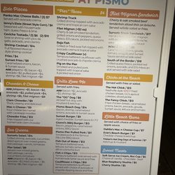 Sunsets At Pismo - Menu