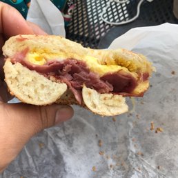 Pastrami, Egg and Swiss Sandwich Breakfast