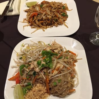 Thai Signature - Drunken noodle on top and basil pad Thai below. - Thai Near Me - Mississauga, Ontario