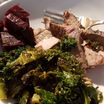 Caveman Chefs - Pork Souvlaki with kale and beets - Caterers Near Me