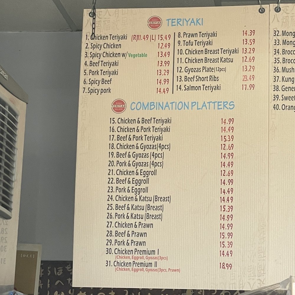 Sunny Teriyaki - Menu - Japanese Near Me - Seattle, Washington Sunny Teriyaki - Menu - Japanese Near Me - Seattle, Washington