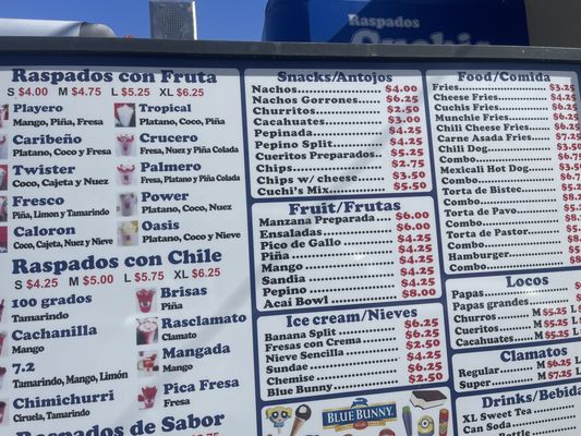 Menu photo 1 Raspados Cuchis El Centro, CA
