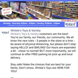 Winkie’s Toys & Variety - Winkie's Toys and Variety New Hours