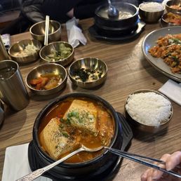 soondubu (front) seollongtang (back) kimchi fried rice (right)