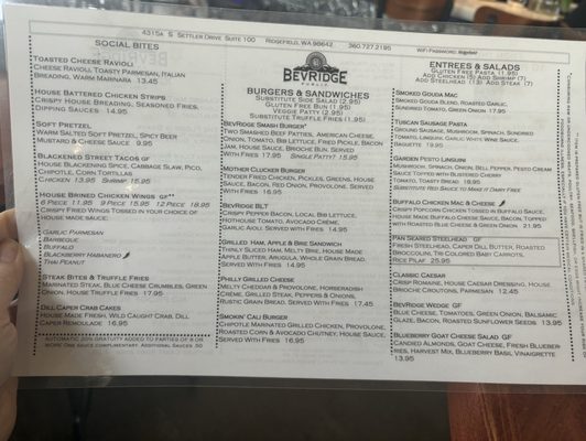 Menu photo 7 BevRidge Public Ridgefield, WA