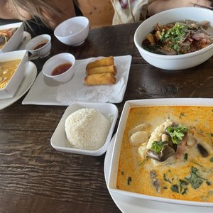 Photo of Hoy-Ka Thai Restaurant - Los Angeles, CA, United States. 11. Tom Yum Soup 12. Tom Kha Soup 62. Yellow Curry 34. Jade Noodle