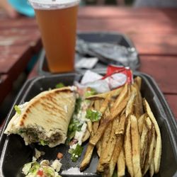 Baked & Loaded - Lamb gyro with fries and sweet tea.