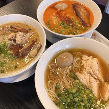 Ramen Boiler Room - shoyu, seabura garlic, and spicy tonkotsu i think - Ramen Near Me - West Covina, California