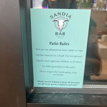 Sandia Bar - Patio rules - Dive Bars Near Me - Corrales, New Mexico