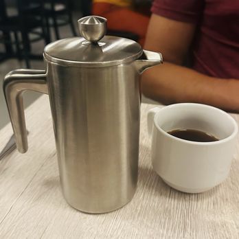 Brick Fire Tavern - French press- you can get 2 cups of coffee from this - Pizza Near Me - Honolulu, Hawaii