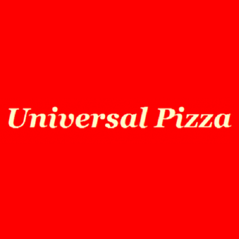 Universal Pizza - a red background with the words universal pizza - Pizza Near Me - Penn Hills, Pennsylvania