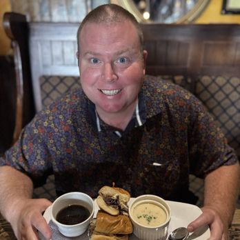 The Auld Dubliner - Michael Russell with Beef Dip Sandwich Au Jus and Potato Leek Soup - Irish Near Me - Long Beach, California The Auld Dubliner - Michael Russell with Beef Dip Sandwich Au Jus and Potato Leek Soup - Irish Near Me - Long Beach, California