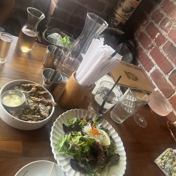 Kinda Izakaya - Purple tempura and side salad the house plum wine and lychee martini - Tapas/Small Plates Near Me - Berkeley, California Kinda Izakaya - Purple tempura and side salad the house plum wine and lychee martini - Tapas/Small Plates Near Me - Berkeley, California