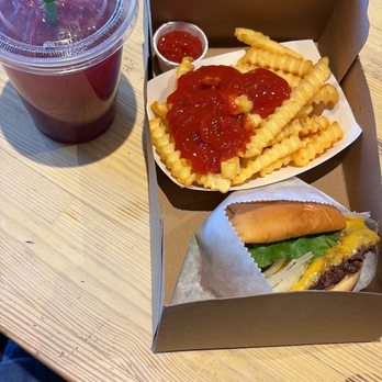 Shake Shack Bridgewater - Pomegranate Basil Lemonade, Fries, Single Cheeseburger - Burgers Near Me - Bridgewater, New Jersey Shake Shack Bridgewater - Pomegranate Basil Lemonade, Fries, Single Cheeseburger - Burgers Near Me - Bridgewater, New Jersey