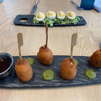 Narrative - Caesar salad deviled eggs and lobster corndogs - New American Near Me - Denver, Colorado Narrative - Caesar salad deviled eggs and lobster corndogs - New American Near Me - Denver, Colorado