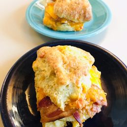 Cheddar, egg, bacon scones Cheddar, egg, bacon scones