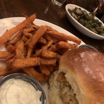 George Martin's Grillfire - Crab Cake Sandwich with sweet potato fries - Steakhouses Near Me - Hanover, Maryland