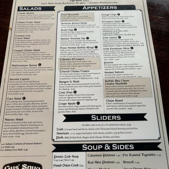 O'Connor's Public House - Menu - Irish Pub Near Me - Rochester, Michigan